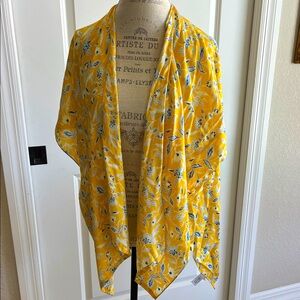 NWT Loft lightweight, yellow floral open front kimono cardigan M/L